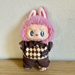 Pop Mart Labubu Clothing Set - Gingham Ribbon Shirt and Pants Set (clothes only)